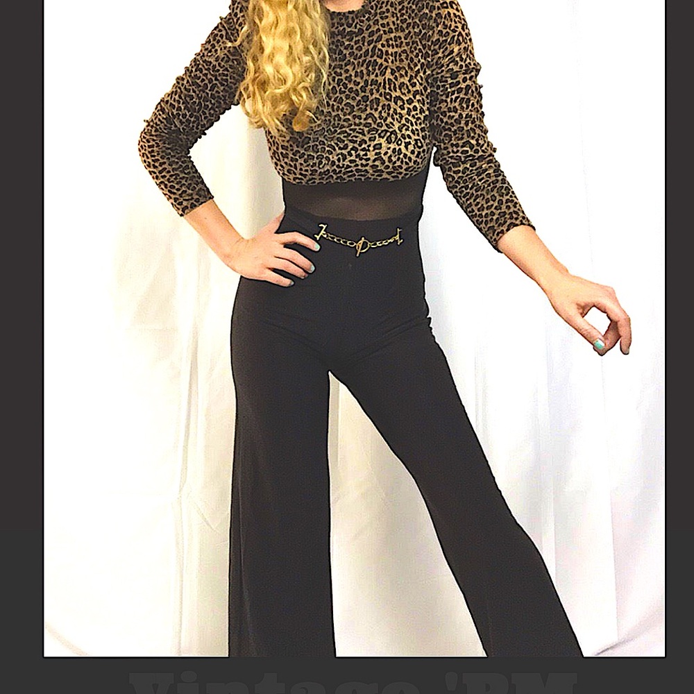 Vintage Romper/Jumpsuit by PM Climax Leopard and Black